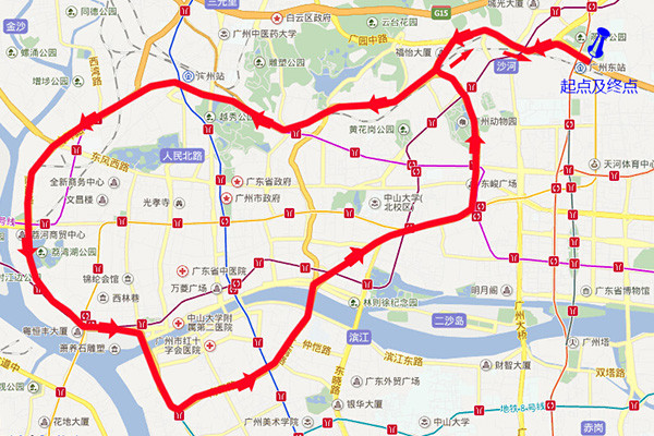 行程:逆时针绕广州内环路一圈 全程约26.7km